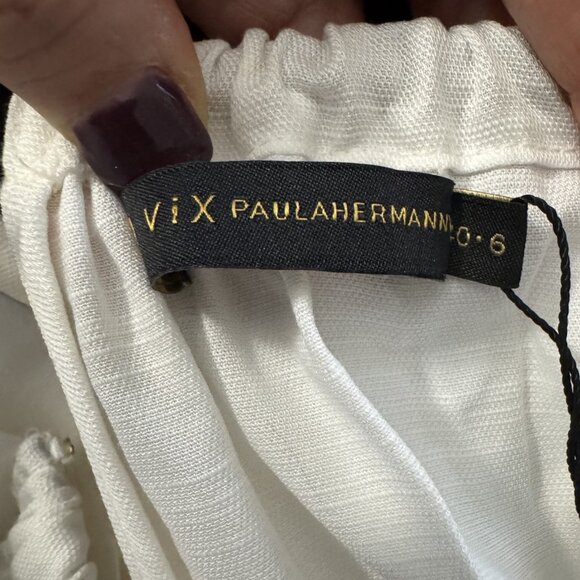ViX Paula Hermanny Vix Claire Detail Midi Dress off white size 6 NWT - Picture 3 of 7